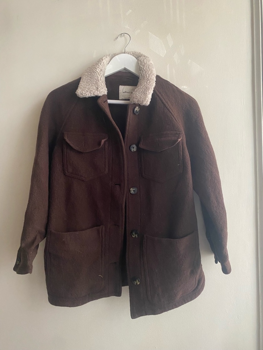 Wilfred Brown Field Jacket with Cream Sherpa Collar